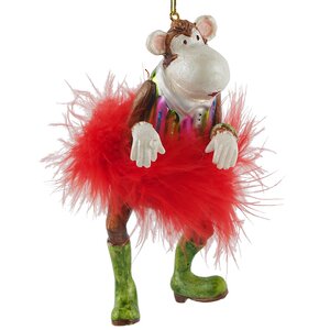 Стеклянная елочная игрушка Мартышка Мэгги - Гламурная Кокетка 15 см, подвеска Winter Deco фото 2