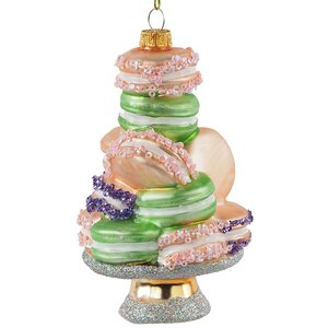 Стеклянная елочная игрушка Macaroon Tower 14 см, подвеска