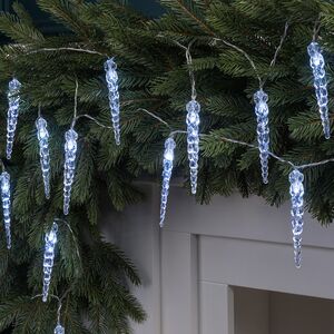 Светодиодная гирлянда на батарейках Сосульки Calverton 3.80 м, 20 холодных белых LED ламп