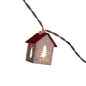 Светодиодная гирлянда на батарейках Домики - Елочки 1.8 м, 10 теплых LED ламп Winter Deco фото 2