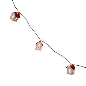 Светодиодная гирлянда на батарейках Домики - Елочки 1.8 м, 10 теплых LED ламп Winter Deco фото 3