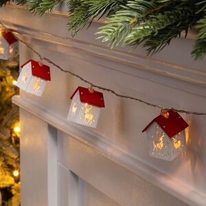 Светодиодная гирлянда на батарейках Домики - Олени 1.8 м, 10 теплых LED ламп Winter Deco фото 4