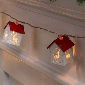 Светодиодная гирлянда на батарейках Домики - Олени 1.8 м, 10 теплых LED ламп Winter Deco фото 2