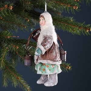 Ватная елочная игрушка Аннушка с коромыслом 13 см, подвеска Winter Deco фото 4