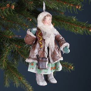 Ватная елочная игрушка Аннушка с коромыслом 13 см, подвеска Winter Deco фото 2