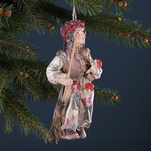 Ватная елочная игрушка Баба Яга - Сказочная Колдунья 13 см, подвеска Winter Deco фото 2