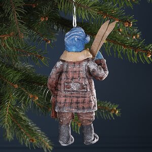 Ватная елочная игрушка Мальчик Антошка с лыжами - Веселая Детвора 13 см, подвеска Winter Deco фото 5
