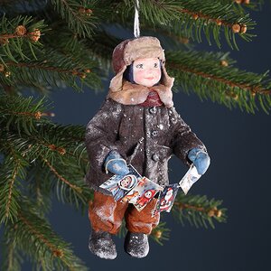 Ватная елочная игрушка Мальчик Петька с открытками - Веселая Детвора 13 см, подвеска Winter Deco фото 2