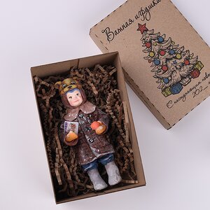 Ватная елочная игрушка Мальчик Витька в маске медведя - Веселая Детвора 13 см, подвеска Winter Deco фото 3
