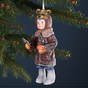 Ватная елочная игрушка Мальчик Витька в маске медведя - Веселая Детвора 13 см, подвеска Winter Deco фото 4