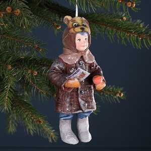 Ватная елочная игрушка Мальчик Витька в маске медведя - Веселая Детвора 13 см, подвеска Winter Deco фото 2