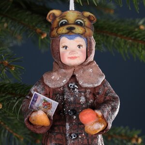 Ватная елочная игрушка Мальчик Витька в маске медведя - Веселая Детвора 13 см, подвеска Winter Deco фото 6