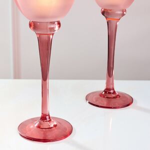 Стеклянный подсвечник-бокал Тюльпан 22 см коралловый EDG фото 4