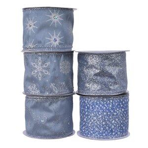 Декоративная лента Serata Azzurra: Снежинки 270*6 см Kaemingk фото 5