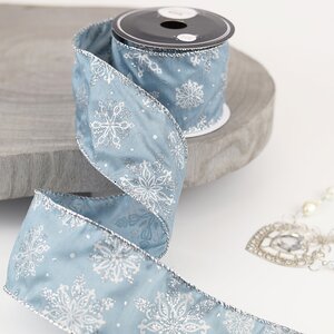 Декоративная лента Serata Azzurra: Снежинки 270*6 см Kaemingk фото 1
