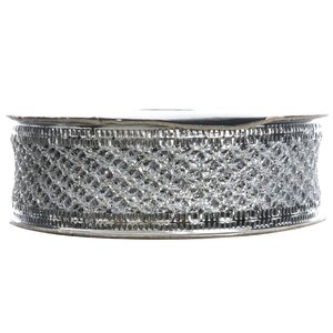 Декоративная лента Сеточка серебряная 500*2.5 см
