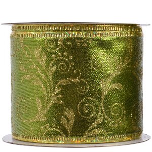 Декоративная лента Оливковый Бархат - Цветочный Узор 270*6 см