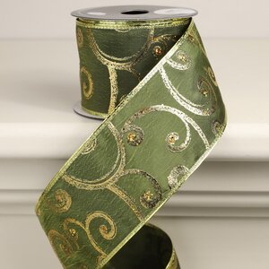 Декоративная лента Оливковый Бархат - Изящный Узор 270*6 см
