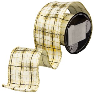 Новогодняя лента Золотистая Клетка 270*6 см Kaemingk (Кейминг) фото 1