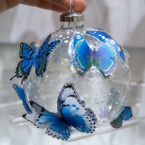 Наклейки Зимние Бабочки объемные, 7 шт, сине-голубой ShiShi фото 1