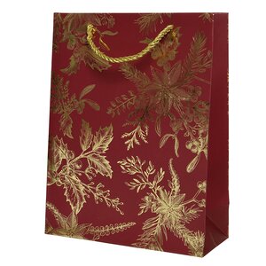 Подарочный пакет Christmas Flowers 24*18 см красный