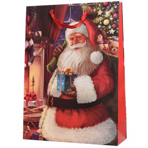 Подарочный пакет Добрый Санта с подарком 32*26 см