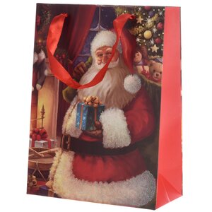Подарочный пакет Добрый Санта с подарком 24*18 см
