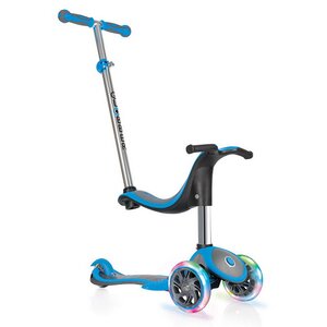 Самокат-трансформер Globber Evo 4 в 1 Plus Lights с подставкой для ног, светящиеся колеса 121/80 мм, голубой, до 20 кг Globber фото 1