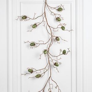 Декоративная ветка с желудями Осенний купаж 110 см, зеленый