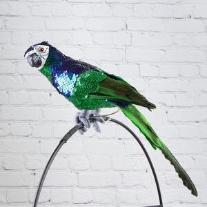Декоративная фигура Королевский попугай Сантьяго 30 см изумрудно-синий