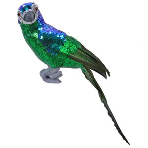 Декоративная фигура Королевский попугай Сантьяго 30 см изумрудно-синий Kaemingk фото 2