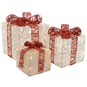 Светящиеся подарки Рождественские 18-30 см, 3 шт, 64 теплых белых LED ламп Kaemingk фото 2