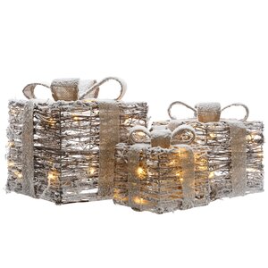 Светящиеся подарки Сноувальд 20-30 см, 3 шт, 65 теплых белых LED ламп, на батарейках Kaemingk фото 4