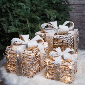 Светящиеся подарки Сноувальд 20-30 см, 3 шт, 65 теплых белых LED ламп, на батарейках Kaemingk фото 2