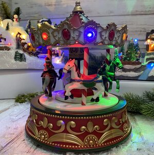 Светящаяся композиция Новогодняя Карусель Де Сюфран 22*19 см, с движением и музыкой, на батарейках Kaemingk фото 2