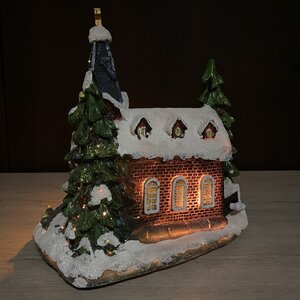 Рождественский домик с подсветкой Заснеженная Церквушка 27 см Kaemingk фото 3