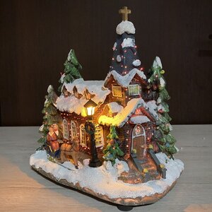 Рождественский домик с подсветкой Заснеженная Церквушка 27 см Kaemingk фото 2