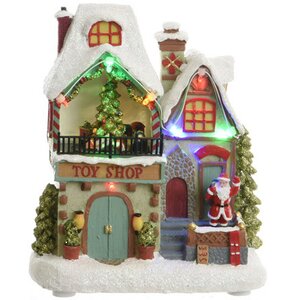 Светящийся новогодний домик Christmas Village: Магазинчик Игрушек 18*16*11 см, с движением Kaemingk фото 1