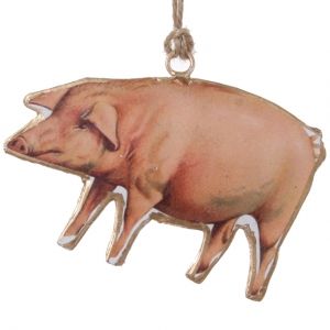 Ретро елочная игрушка Свинка Констанция 10 см, металл ShiShi фото 1