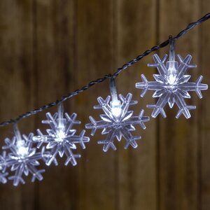 Светодиодная гирлянда Снежинки 4 м, 40 холодных белых LED ламп, прозрачный ПВХ, IP20 Kaemingk фото 1