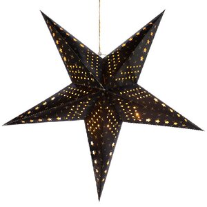 Светильник звезда из бумаги Stellare Black 60 см, 20 теплых белых мини LED ламп, на батарейках Kaemingk фото 1