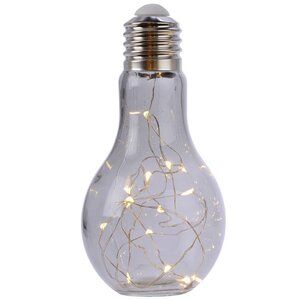 Декоративный стеклянный светильник Лампа Эдисона 19 см дымчатый, батарейки Kaemingk фото 2