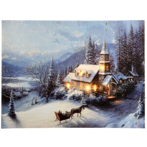 Светящаяся картина Томас Кинкейд Рождественская Часовня 60*40 см, батарейка Kaemingk фото 1