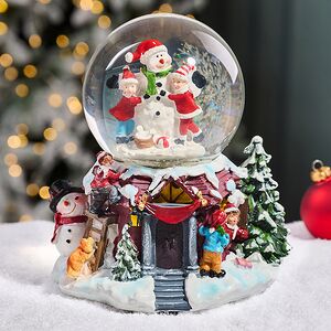 Снежный шар Christmas Fun: Снеговик и дети 21 см, с подсветкой, музыкой и движением, на батарейках Kaemingk (Кейминг) фото 2