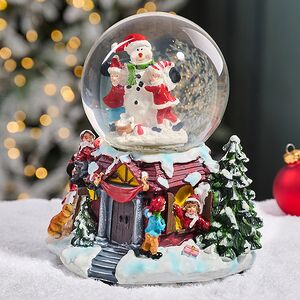 Снежный шар Christmas Fun: Снеговик и дети 21 см, с подсветкой, музыкой и движением, на батарейках Kaemingk (Кейминг) фото 7