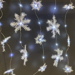 Светодиодная штора Воздушные Снежинки 1.2*1.35 м, 70 холодных белых микро LED ламп, серебряная проволока, IP20 Kaemingk фото 2