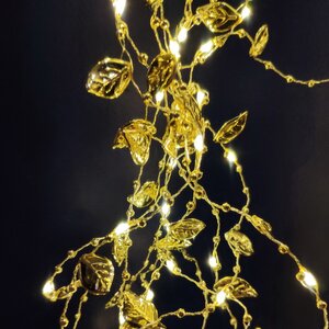 Гирлянда на батарейках Лучи Росы - Golden Vines 90 см, 64 теплые белые микро LED лампы, золотая проволока, IP20