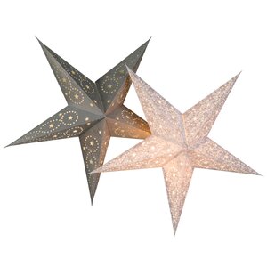 Светящаяся звезда из бумаги 60 см серебряный металлик Kaemingk фото 2
