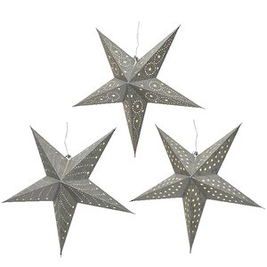 Светящаяся звезда из бумаги 60 см серебряный металлик Kaemingk фото 1
