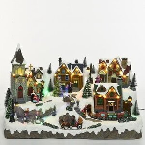 Светящаяся композиция Christmas Village: Рождественский городок Веллингтон 57*34 см, с движением и музыкой Kaemingk фото 1